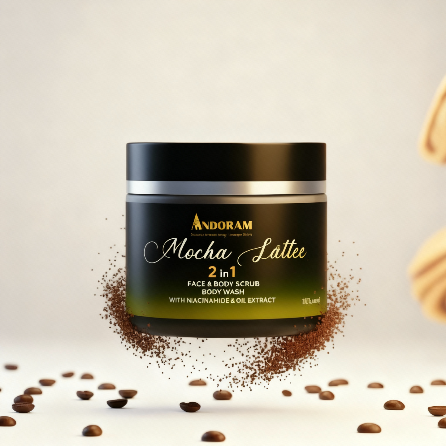 Mocha Latte 2-in-1 Coffee Face & Body Scrub | Exfoliating Wash with Niacinamide & Shea Butter for Smooth, Glowing Skin