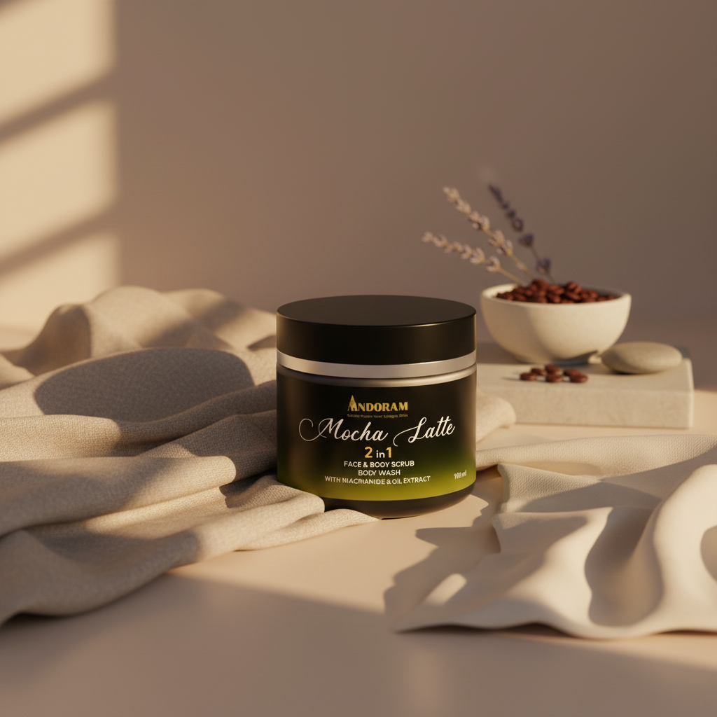 Mocha Latte 2-in-1 Coffee Face & Body Scrub | Exfoliating Wash with Niacinamide & Shea Butter for Smooth, Glowing Skin